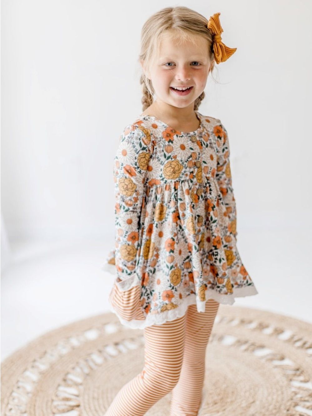 Cheeky Plum Terra Cotta Floral Cora Play Chore Pocket Top Sz 10 Cottage Prairie